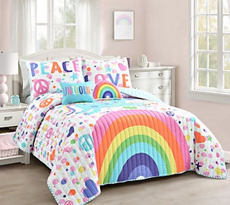 Unicorn Rainbow Full/Queen Quilt Set by Lush De cor