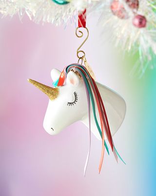 Unicorn-Shaped Holiday Glass Ornament