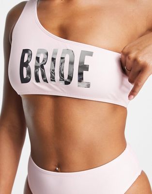 Unique21 'Bride' one shoulder bikini top in pink