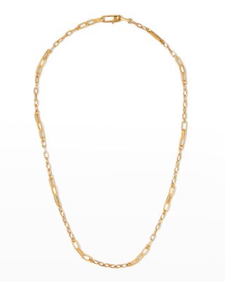 Unisex 18K Mixed Coiled Open Chain Link Necklace, 21.5"