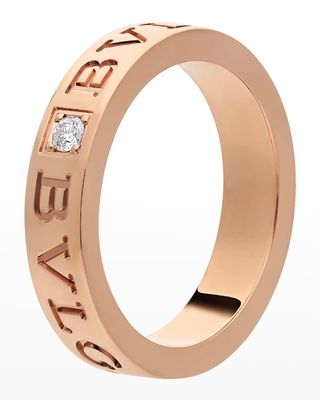 Unisex 18K Rose Gold Diamond Ring Band, Size 52