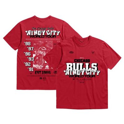 Unisex Bleacher Report x Mitchell & Ness Red Chicago Bulls World Tour T-Shirt