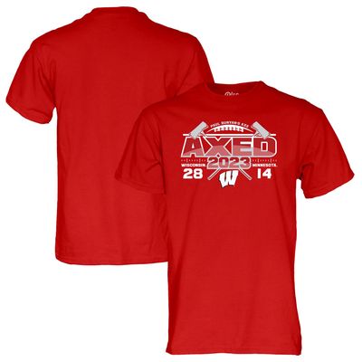 Unisex Blue 84 Red Wisconsin Badgers vs. Minnesota Golden Gophers 2023 Paul Bunyan's Axe Score T-Shirt