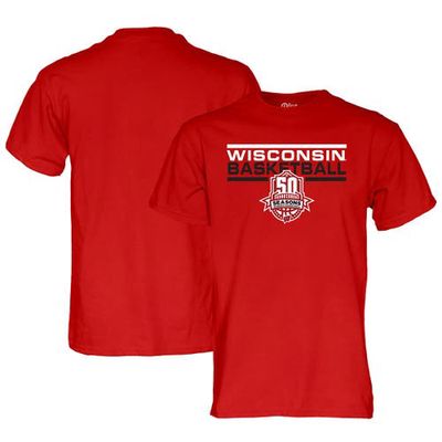 Unisex Blue 84 Red Wisconsin Badgers Women's Basketball 50 Seasons T-Shirt