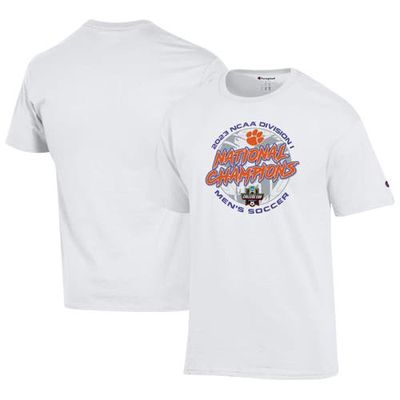 Unisex Champion White Clemson Tigers 2023 NCAA Men's Soccer National Champions Locker Room T-Shirt