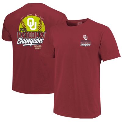 Unisex Comfort Colors Crimson Oklahoma Sooners 2023 NCAA Softball Women's College World Series Champions Overlay T-Shirt