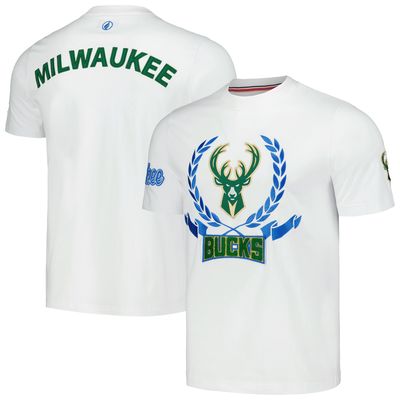 Unisex FISLL White Milwaukee Bucks Heritage Crest T-Shirt