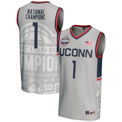 Unisex GameDay Greats Gray UConn Huskies 2024 NCAA Men's Basketball National Champions Lightweight Fashion Jersey