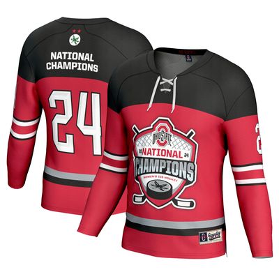 Unisex GameDay Greats Scarlet Ohio State Buckeyes 2024 NCAA Women's Ice Hockey National Champions Fashion Jersey