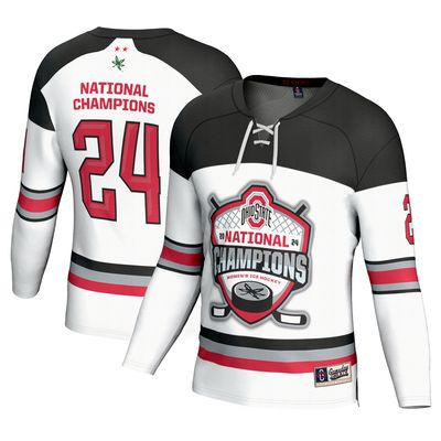 Unisex GameDay Greats White Ohio State Buckeyes 2024 NCAA Women's Ice Hockey National Champions Fashion Jersey