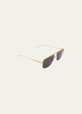 Unisex Half-Rim Metal Aviator Sunglasses