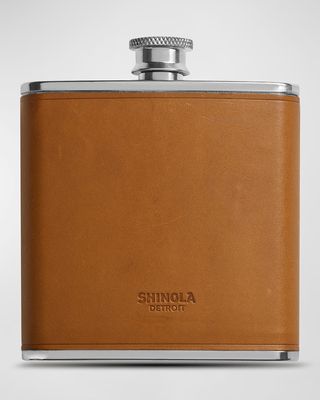 Unisex Leather-Wrapped Flask, 6oz
