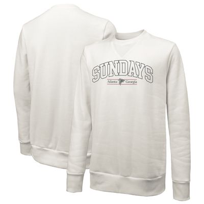 Unisex Majestic Threads White Atlanta Falcons Sundays Block Letter Crewneck Pullover Sweatshirt