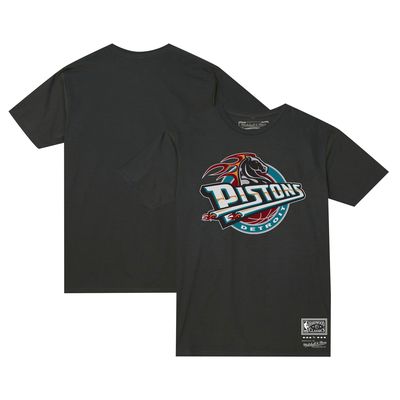 Unisex Mitchell & Ness Black Detroit Pistons Hardwood Classics MVP Throwback Logo T-Shirt