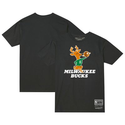 Unisex Mitchell & Ness Black Milwaukee Bucks Hardwood Classics MVP Throwback Logo T-Shirt
