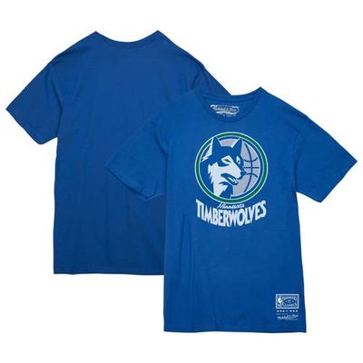 Unisex Mitchell & Ness Blue Minnesota Timberwolves Hardwood Classics MVP Throwback Logo T-Shirt