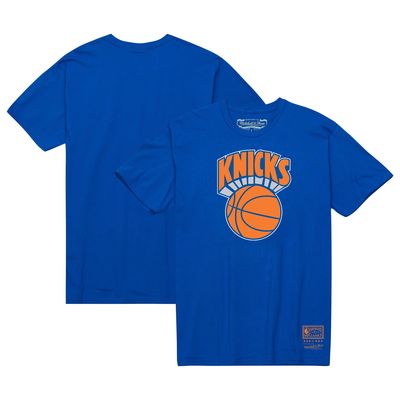 Unisex Mitchell & Ness Blue New York Knicks Hardwood Classics MVP Throwback Logo T-Shirt