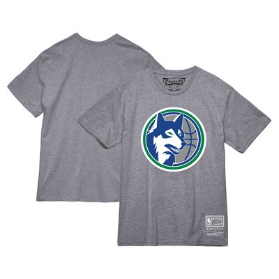 Unisex Mitchell & Ness Gray Minnesota Timberwolves Hardwood Classics MVP Throwback Logo T-Shirt
