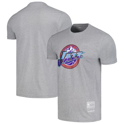 Unisex Mitchell & Ness Gray Utah Jazz Hardwood Classics MVP Throwback Logo T-Shirt