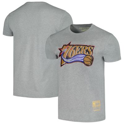 Unisex Mitchell & Ness Heather Gray Philadelphia 76ers Hardwood Classics MVP Throwback Logo T-Shirt