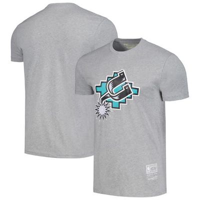 Unisex Mitchell & Ness Heather Gray San Antonio Spurs Hardwood Classics MVP Throwback Logo T-Shirt