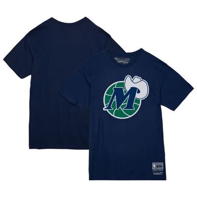Unisex Mitchell & Ness Navy Dallas Mavericks Hardwood Classics MVP Throwback Logo T-Shirt