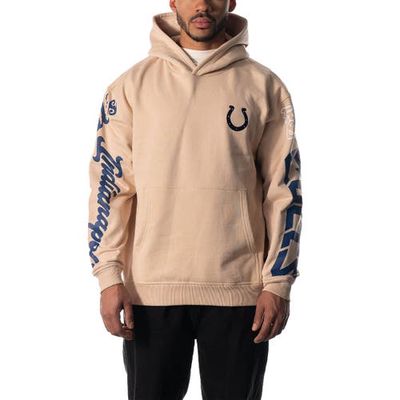 Unisex The Wild Collective Cream Indianapolis Colts Heavy Block Graphic Pullover Hoodie