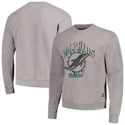 Unisex The Wild Collective Gray Miami Dolphins Distressed Pullover Sweatshirt