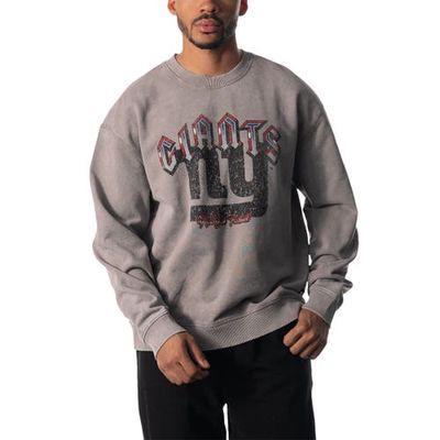 Unisex The Wild Collective Gray New York Giants Distressed Pullover Sweatshirt