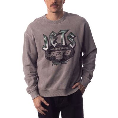 Unisex The Wild Collective Gray New York Jets Distressed Pullover Sweatshirt