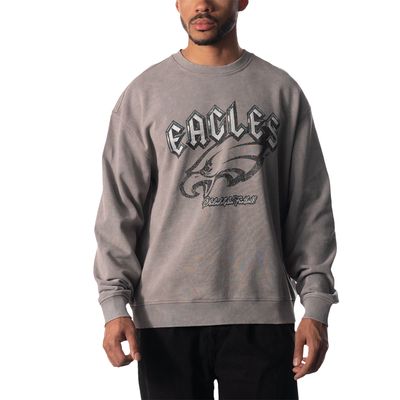 Unisex The Wild Collective Gray Philadelphia Eagles Distressed Pullover Sweatshirt