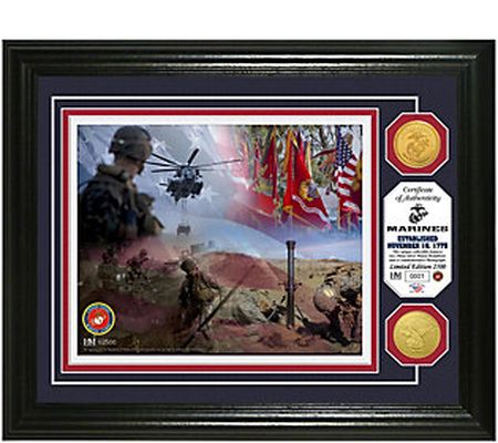 United States Marines Bronze Coin Framed Photo Mint