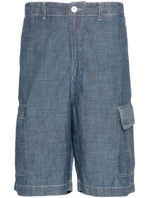 Universal Works chambray cotton cargo shorts - Blue