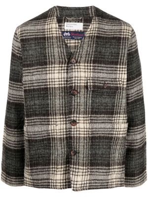 Universal Works checked wool shirt jacket - Brown