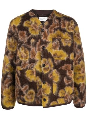 Universal Works floral-print wool cardigan - Brown