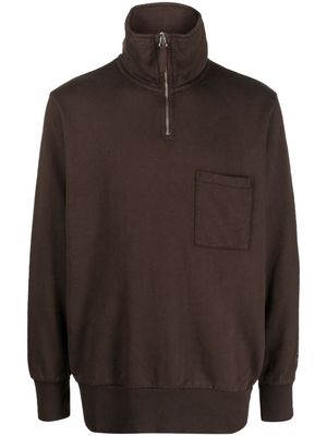 Universal Works half-zip cotton sweatshirt - Brown