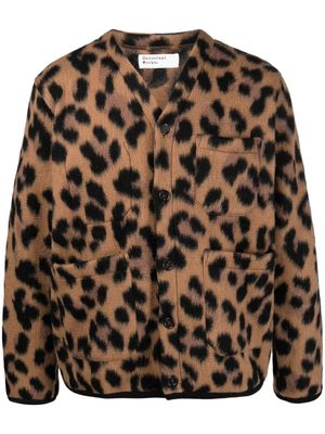 Universal Works leopard-print V-neck cardigan - Brown