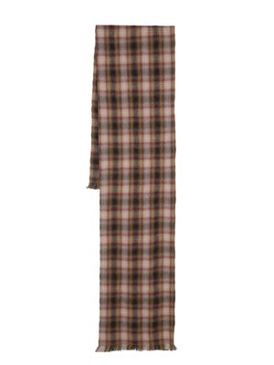 Universal Works plaid frayed-edge scarf - Brown