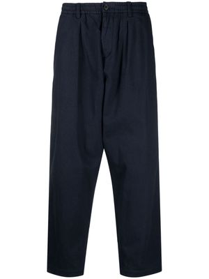 Universal Works pleated cotton drop-crotch trousers - Blue