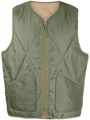 Universal Works reversible diamond-quilted gilet - Green