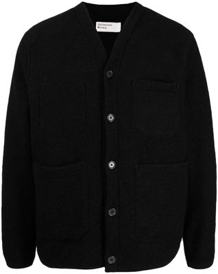 Universal Works V-neck knitted jacket - Black