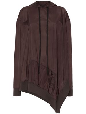 UNRAVEL PROJECT asymmetric open-side hoodie - Brown
