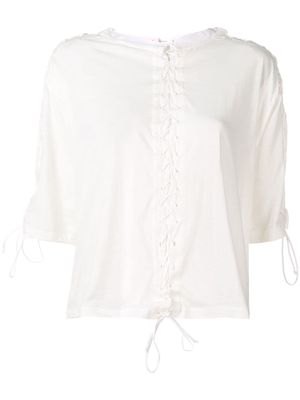 UNRAVEL PROJECT lace-up T-shirt - White
