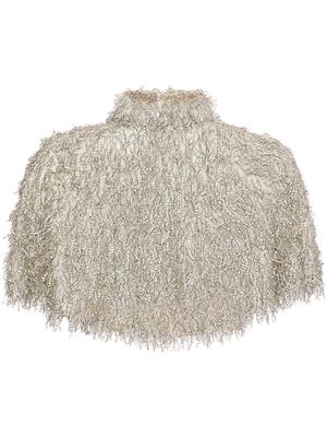 Unreal Fur Bon high-neck cropped cape - Neutrals