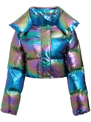 Unreal Fur Fractals holographic-effect padded jacket - Blue