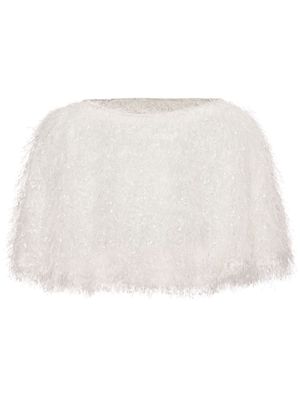 Unreal Fur Pluma round-neck cropped cape - White