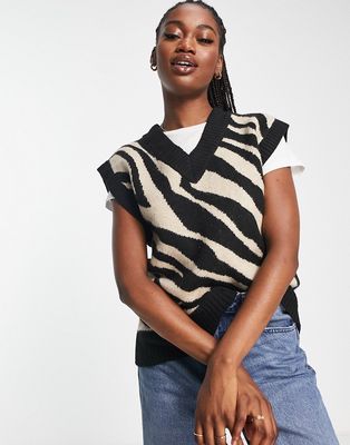 Urban Bliss knit vest in zebra print-Multi