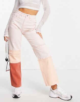 Urban Bliss patchwork wide leg jeans in neutral - part of a set