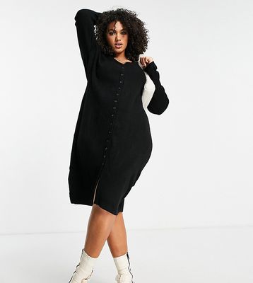 Urban Bliss Plus knit ribbed midi cardigan in black - part of a set