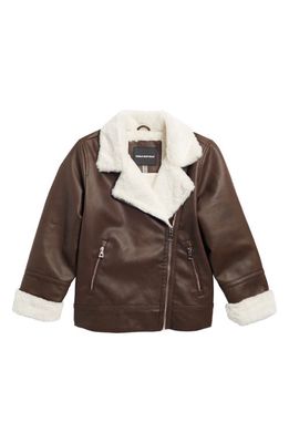 Urban Republic Kids' Faux Fur Lined Faux Leather Jacket in Dark Tan 